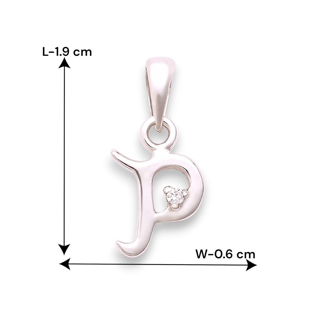 925 Sterling Silver "P" Letter Cz Pendant For Men And Women - Taraash
