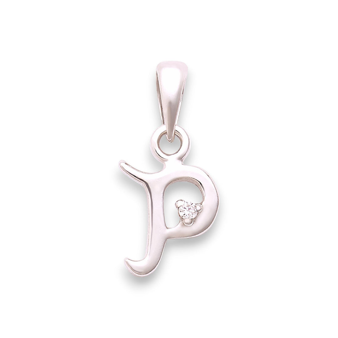 925 Sterling Silver "P" Letter Cz Pendant For Men And Women - Taraash