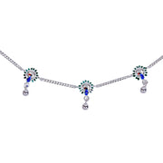 925 Sterling Silver Peacock Enamel Anklet for Kids - Taraash