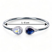 925 Sterling Silver Pear Drop Shape Blue Cz Bangle For Women - Taraash