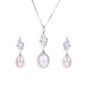 925 Sterling Silver Pearl Drop With MOP CZ Jewelry Set for Women - Taraash