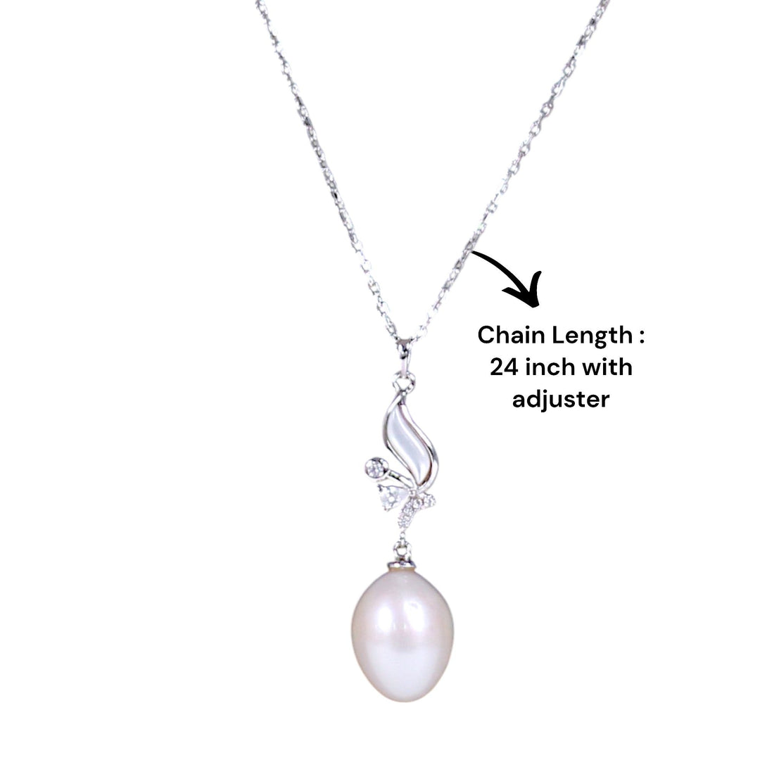925 Sterling Silver Pearl Drop With MOP CZ Jewelry Set for Women - Taraash