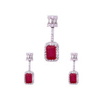 Load image into Gallery viewer, 925 Sterling Silver Pink Baguette Stone &amp; CZ Dangle Jewelry Set for Women - Taraash
