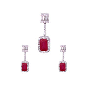 925 Sterling Silver Pink Baguette Stone & CZ Dangle Jewelry Set for Women - Taraash