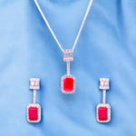 Load image into Gallery viewer, 925 Sterling Silver Pink Baguette Stone &amp; CZ Jewelry Set for Women - Taraash

