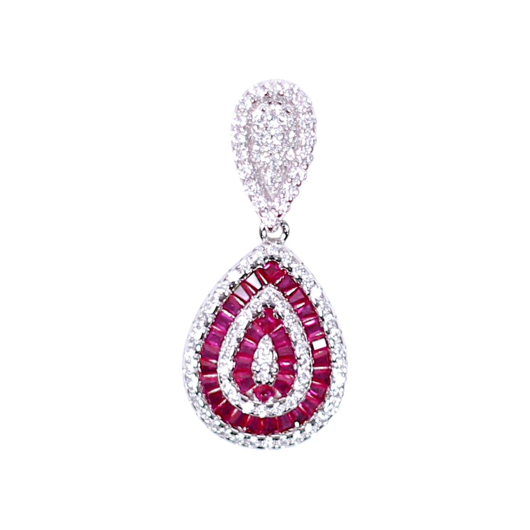925 Sterling Silver Pink Baguette Stone & CZ Jewelry Set for Women - Taraash
