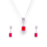Load image into Gallery viewer, 925 Sterling Silver Pink Baguette Stone &amp; CZ Jewelry Set for Women - Taraash
