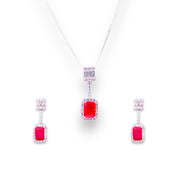 925 Sterling Silver Pink Baguette Stone & CZ Jewelry Set for Women - Taraash