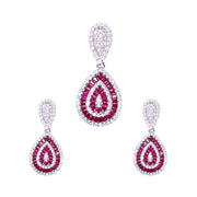 925 Sterling Silver Pink Baguette Stone & CZ Jewelry Set for Women - Taraash