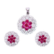 925 Sterling Silver Pink Baguette Stone with CZ Jewelry Set for Women - Taraash