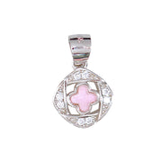 925 Sterling Silver Pink Clover Shape CZ Pendant For Women - Taraash