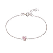 925 Sterling Silver Pink CZ Heart Bracelet For Women - Taraash