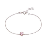 925 Sterling Silver Pink CZ Heart Bracelet For Women - Taraash