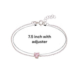 925 Sterling Silver Pink CZ Heart Bracelet For Women - Taraash