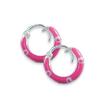 Load image into Gallery viewer, 925 Sterling Silver Pink Enamel Hoops for Girls. - Taraash
