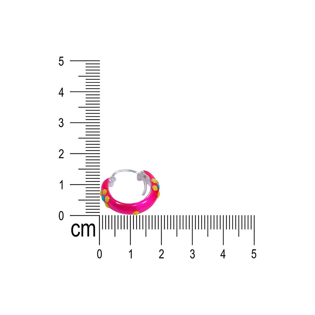 925 Sterling Silver Pink Enamel Yellow Design Hoop Earring For Women/ Girls - Taraash
