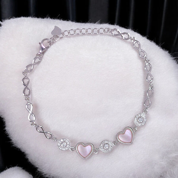925 Sterling Silver Pink Mother Of Pearl Butterfly Cz Bracelet for Women Charming Valentine's Day Gift - Taraash