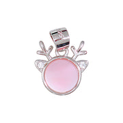 925 Sterling Silver Pink Mother Of Pearl Deer Pendant for Women - Taraash