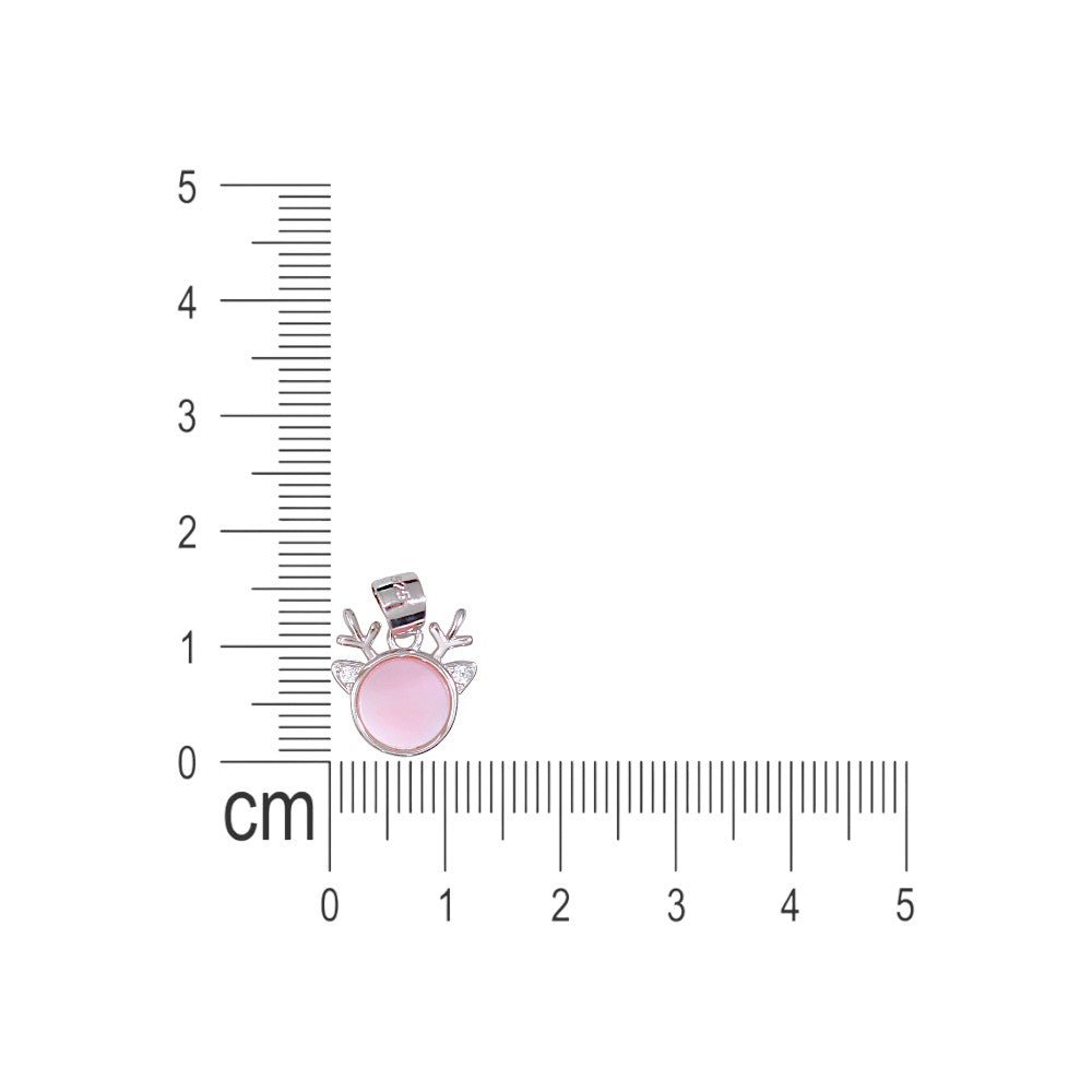 925 Sterling Silver Pink Mother Of Pearl Deer Pendant for Women - Taraash