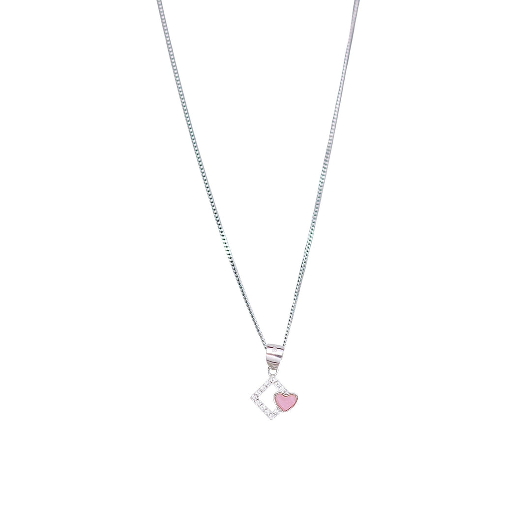 925 Sterling Silver Pink Mother of Pearl Key Pendant with Chain - Taraash