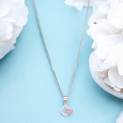 925 Sterling Silver Pink Mother of Pearl Key Pendant with Chain - Taraash