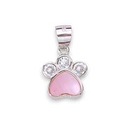 925 Sterling Silver Pink Mother of Pearl Paw Shaped CZ Pendant for Women - Taraash