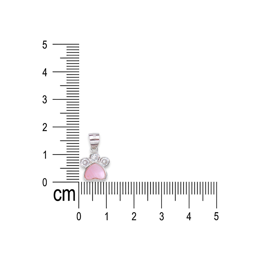 925 Sterling Silver Pink Mother of Pearl Paw Shaped CZ Pendant for Women - Taraash