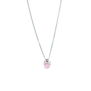 925 Sterling Silver Pink Mother of Pearl Round Deer Pendant with Chain - Taraash