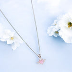 Load image into Gallery viewer, 925 Sterling Silver Pink Mother of Pearl Round wing heart Pendant with Chain - Taraash