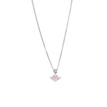 Load image into Gallery viewer, 925 Sterling Silver Pink Mother of Pearl Round wing heart Pendant with Chain - Taraash