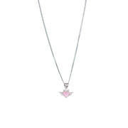 925 Sterling Silver Pink Mother of Pearl Round wing heart Pendant with Chain - Taraash
