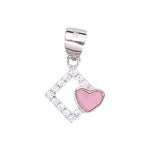 Load image into Gallery viewer, 925 Sterling Silver Pink Mother of Pearl Square Heart CZ Pendant for Women - Taraash
