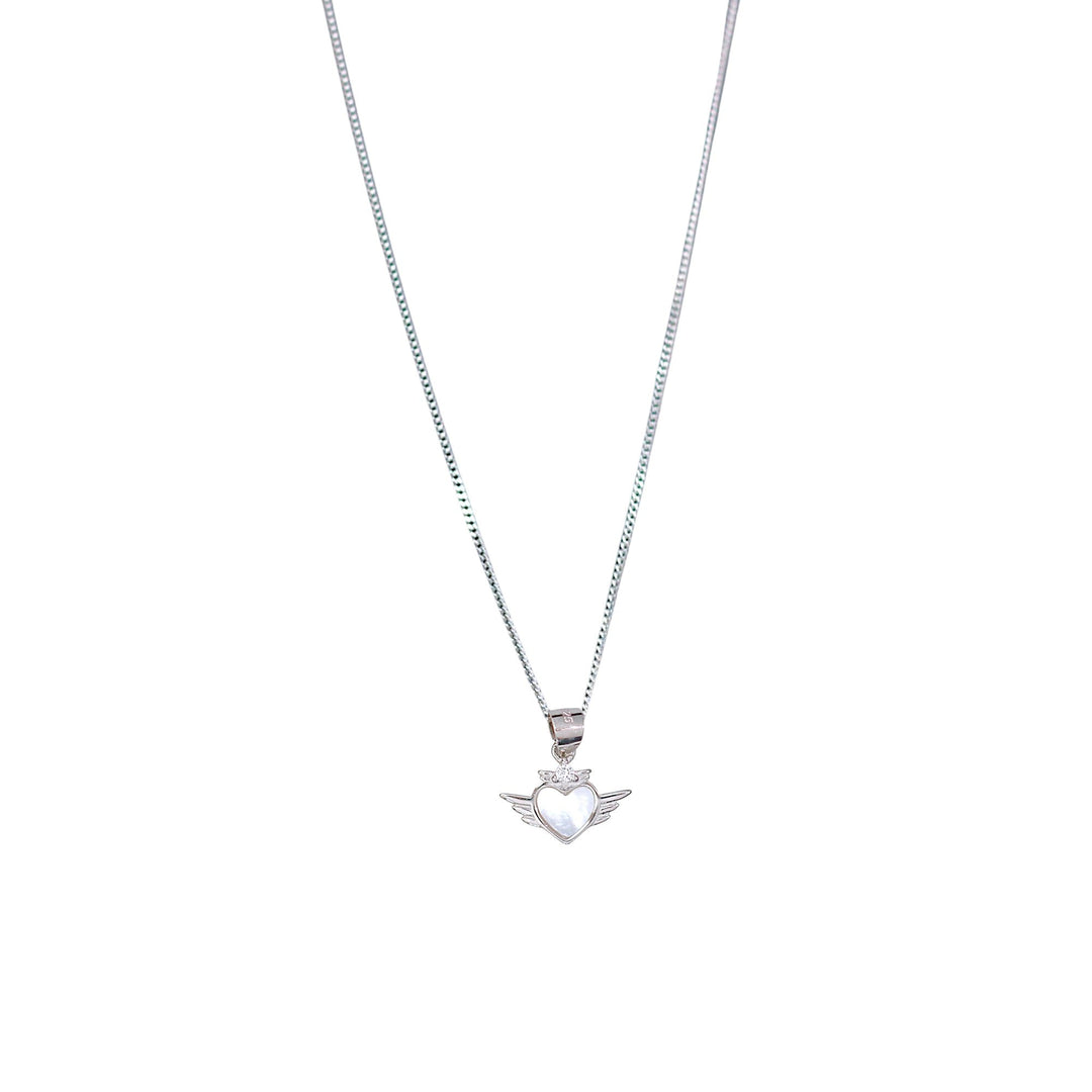 925 Sterling Silver Pink Mother of Pearl Square Heart Pendant with Chain - Taraash