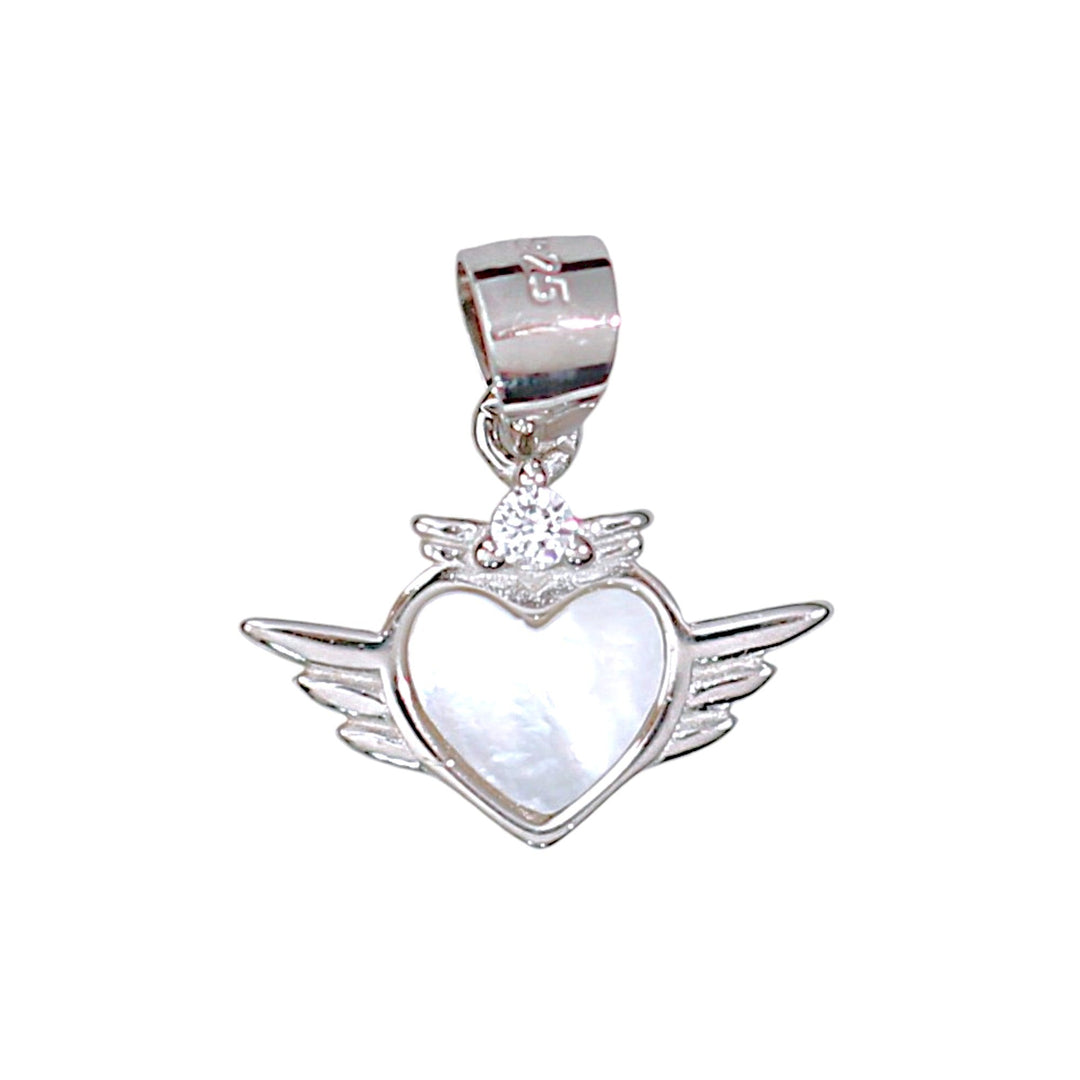 925 Sterling Silver Pink Mother of Pearl Square Heart Pendant with Chain - Taraash