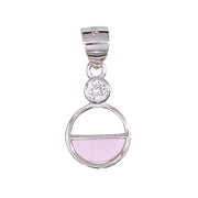 925 Sterling Silver Pink Round Shape Pendant For Women - Taraash