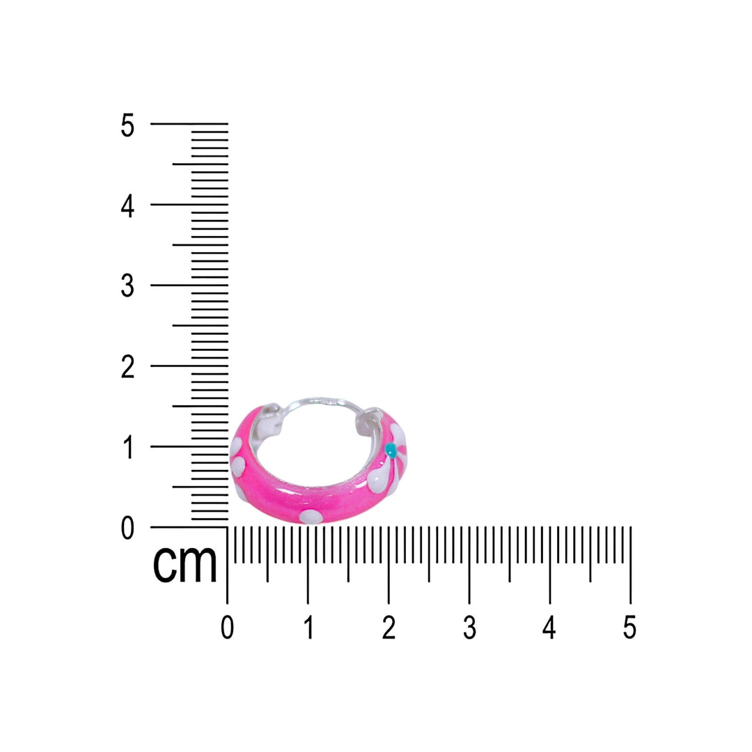 925 Sterling Silver Pink & White Enamel Flower Design Hoop Earring For Wome/ Girls - Taraash