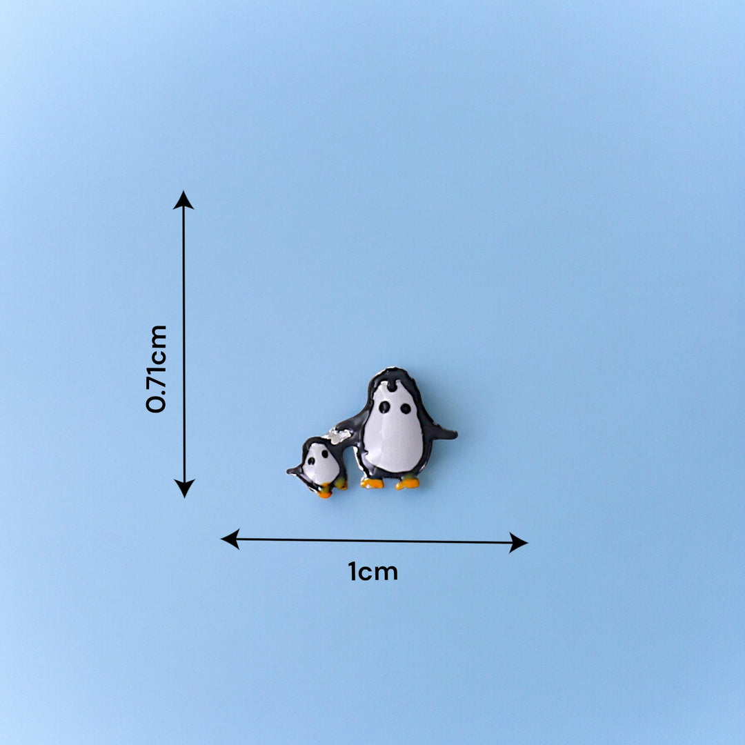 925 Sterling Silver Playful Penguin Silver Stud Earrings and Pendant Set for Girls - Taraash
