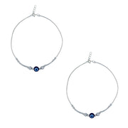925 Sterling Silver Protective Evil Eye Chain Anklets for Women - Taraash