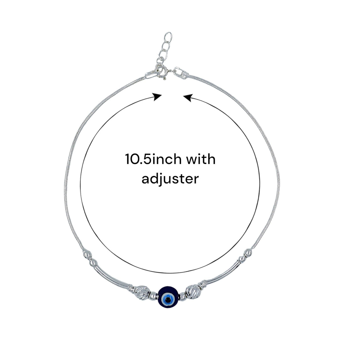 925 Sterling Silver Protective Evil Eye Chain Anklets for Women - Taraash