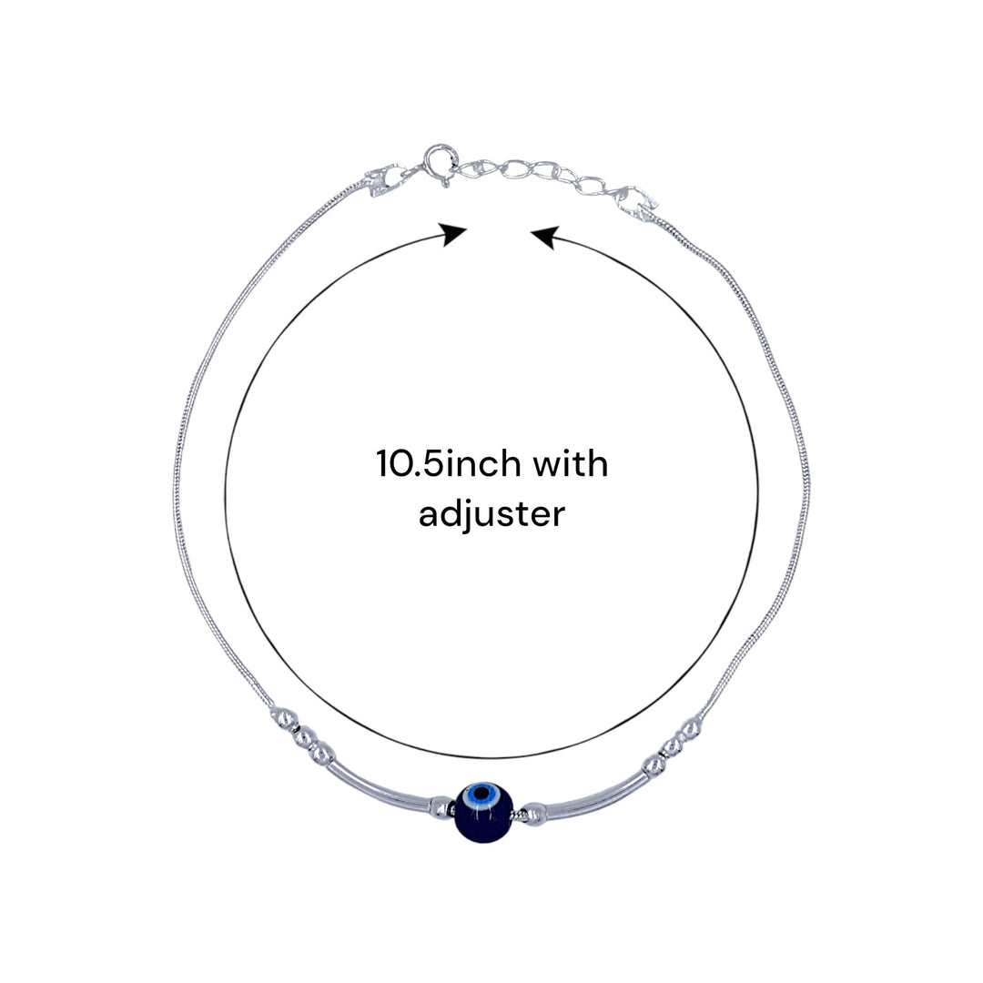 925 Sterling Silver Protective Evil Eye Chain Anklets for Women - Taraash