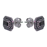 925 Sterling Silver Rectangular Enamel with CZ Stud Earrings for Women - Taraash