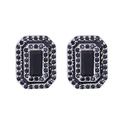 925 Sterling Silver Rectangular Enamel with CZ Stud Earrings for Women - Taraash