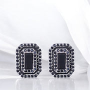 925 Sterling Silver Rectangular Enamel with CZ Stud Earrings for Women - Taraash