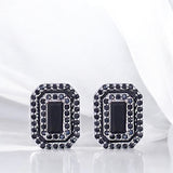 925 Sterling Silver Rectangular Enamel with CZ Stud Earrings for Women - Taraash