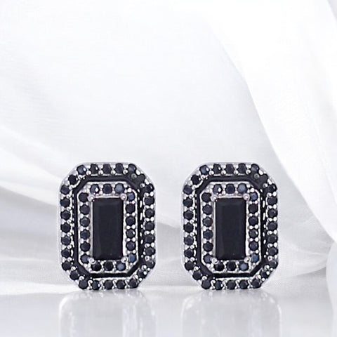 925 Sterling Silver Rectangular Enamel with CZ Stud Earrings for Women - Taraash