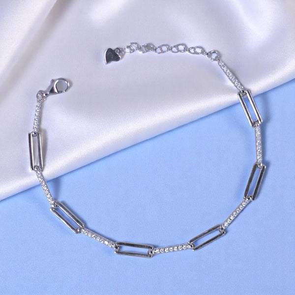925 Sterling Silver Rectangular Open Links Bracelet for Women - Taraash