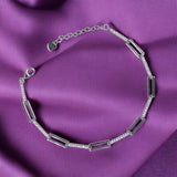 925 Sterling Silver Rectangular Open Links Bracelet for Women - Taraash