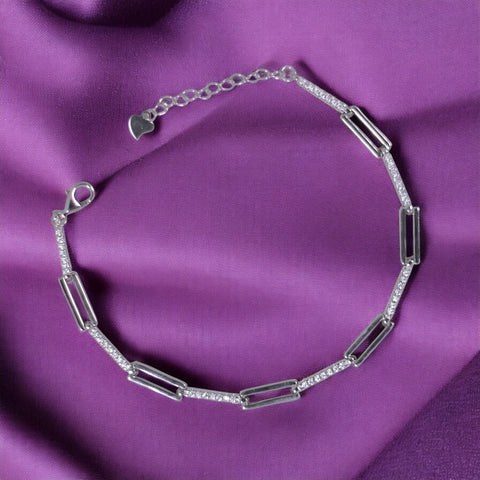 925 Sterling Silver Rectangular Open Links Bracelet for Women - Taraash