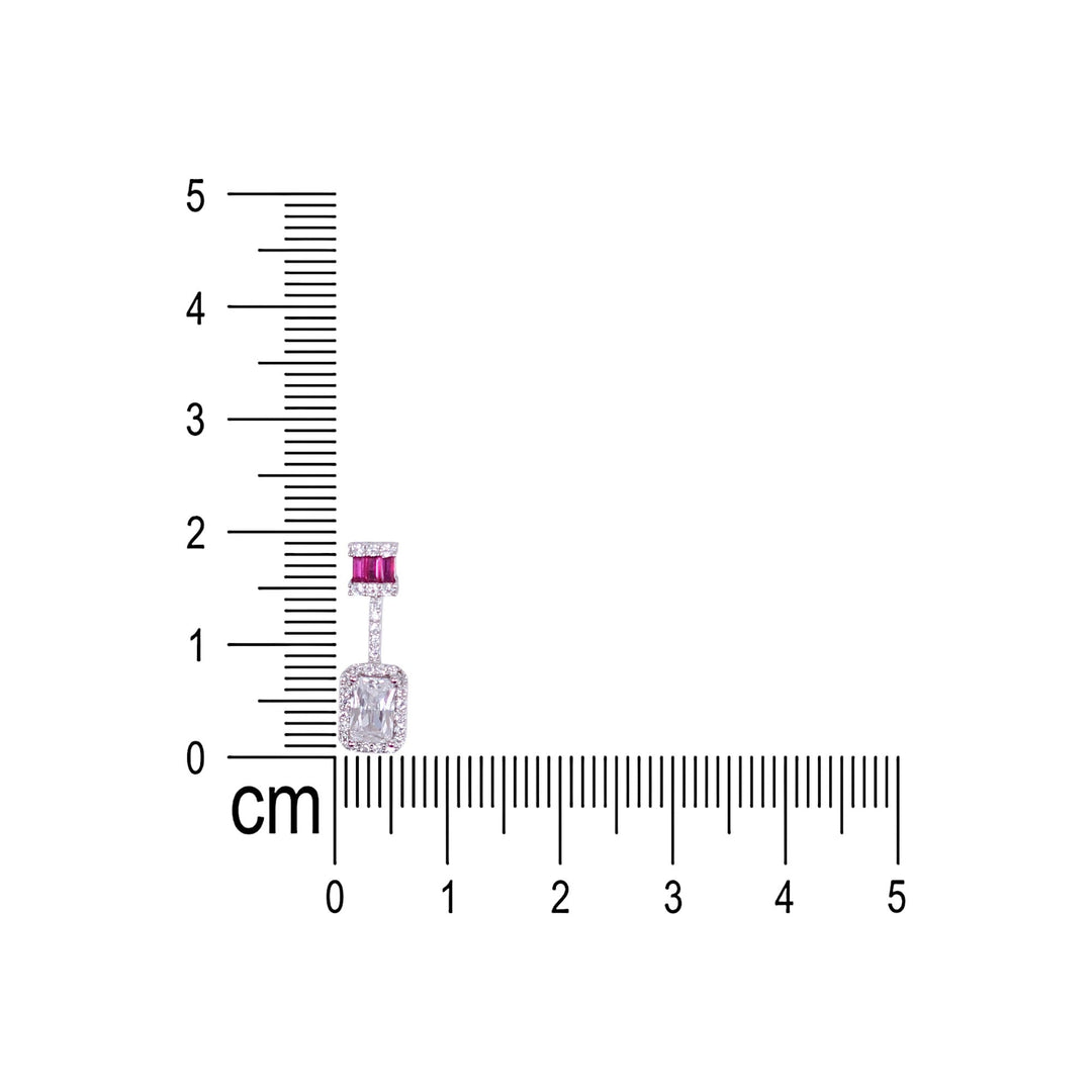 925 Sterling Silver Rectangular Shape Baguette Stone & CZ Jewellery Set for Women - Taraash