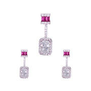 925 Sterling Silver Rectangular Shape Baguette Stone & CZ Jewellery Set for Women - Taraash